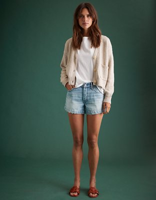 AE77 Premium Cropped Linen-Blend Sweater Cardigan