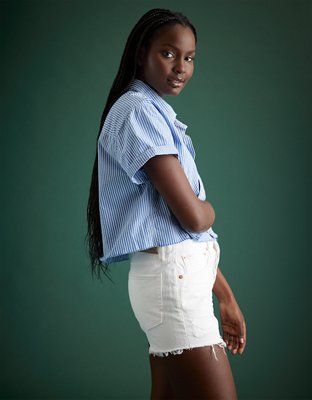 AE77 Premium Boxy Crop Poplin Shirt