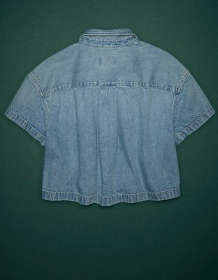 AE77 Premium Boxy Crop Denim Shirt