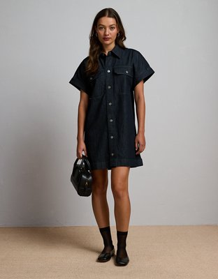 AE77 Premium Denim Shirt Dress