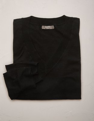 Chandail moulant à encolure en V plongeante haut de gamme AE77