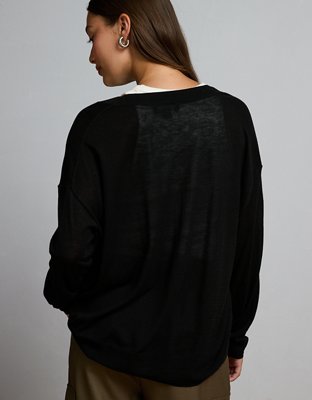 AE77 Premium Slinky Deep V-Neck Sweater