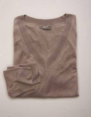 AE77 Premium Slinky Deep V-Neck Sweater