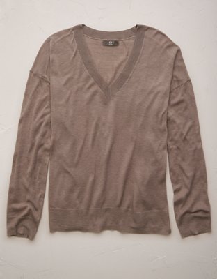 AE77 Premium Slinky Deep V-Neck Sweater