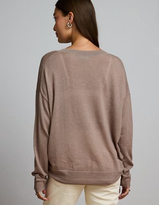 AE77 Premium Slinky Deep V-Neck Sweater