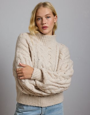 AE77 Premium Shrunken Cocoon Mock Neck Sweater