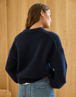 Женский свитер American Eagle AE77 Premium Cocoon Crew Neck, цвет: Тёмно-синий — фото 2