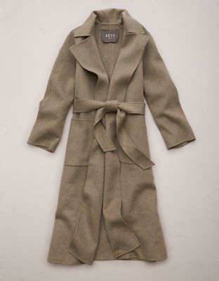 AE77 Premium Wool-Blend Wrap Coat