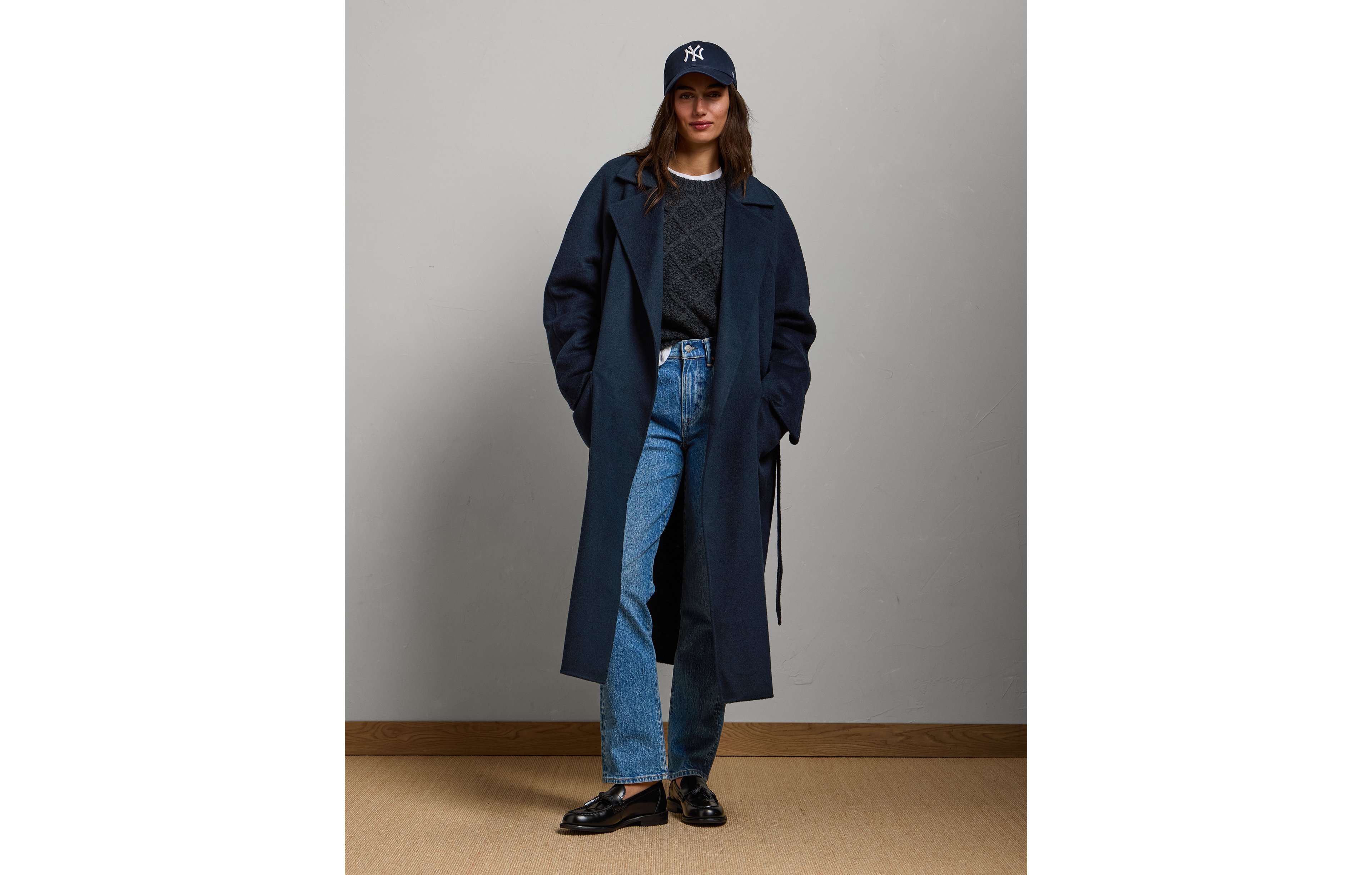 AE77 Premium Wool-Blend Wrap Coat