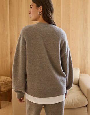 AE77 Premium Cashmere-Blend Crew Neck Boyfriend Sweater