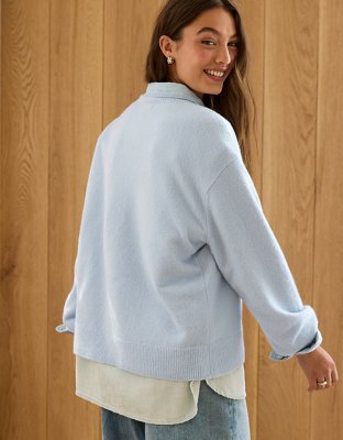 AE77 Premium Cashmere-Blend Crew Neck Boyfriend Sweater