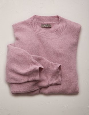 AE77 Premium Cashmere-Blend Crew Neck Boyfriend Sweater