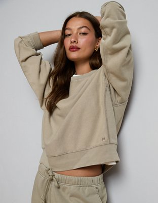 AE77 Premium Fleece Cropped Crew Neck Sweatshirt