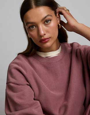 Chandail en molleton court à col rond haut AE77