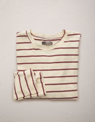 AE77 Premium Long-Sleeve Boxy Striped T-Shirt