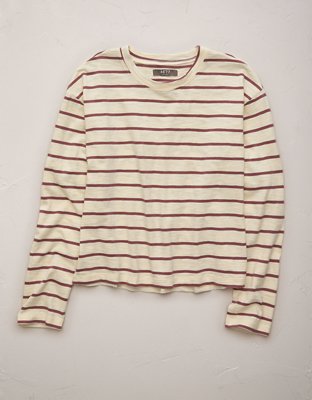 AE77 Premium Long-Sleeve Boxy Striped T-Shirt