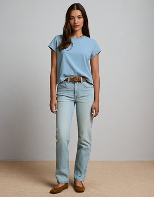 AE77 Premium T-shirt Cortada Recta con Cuello Redondo
