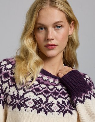 AE77 Premium Shrunken Fair Isle Cocoon Sweater