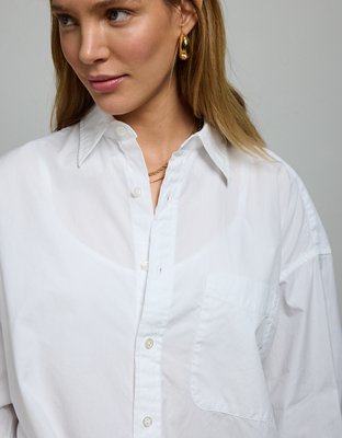 Chemisier petit ami en popeline surdimensionné haute de gamme AE77