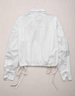 AE77 Premium Poplin Long-Sleeve Button-Up Bubble Shirt