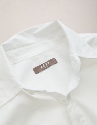 AE77 Premium Poplin Long-Sleeve Button-Up Bubble Shirt