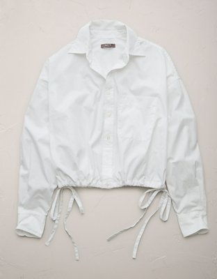AE77 Premium Poplin Long-Sleeve Button-Up Bubble Shirt