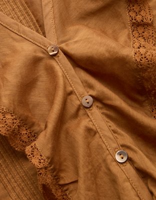 AE77 Premium Ruffle V-Neck Blouse