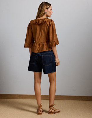 AE77 Premium Ruffle V-Neck Blouse