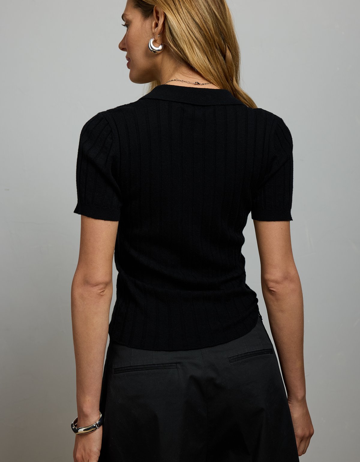 AE77 Premium Wool-Silk Blend Polo Shirt - image 2