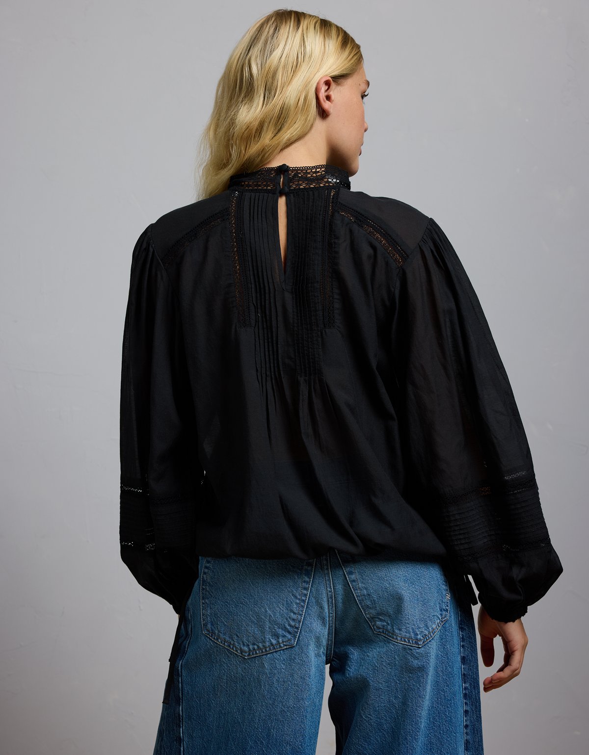 AE77 Premium Lace Peasant Blouse - image 2
