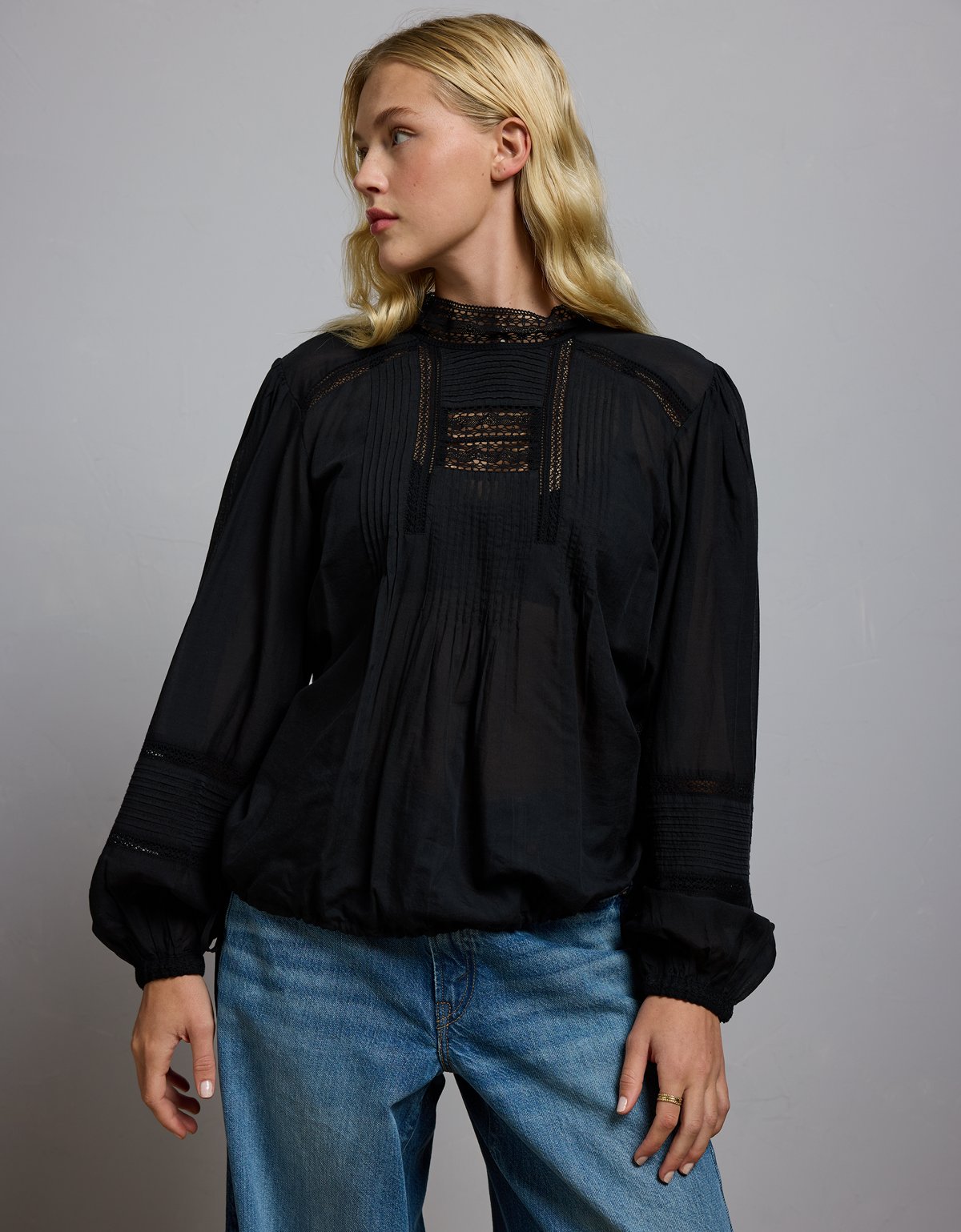 AE77 Premium Lace Peasant Blouse - image 5