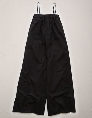 AE77 Premium Wide-Leg Cropped Poplin Jumpsuit