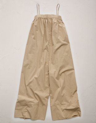 AE77 Premium Wide-Leg Cropped Poplin Jumpsuit