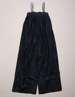 AE77 Premium Wide-Leg Denim Jumpsuit