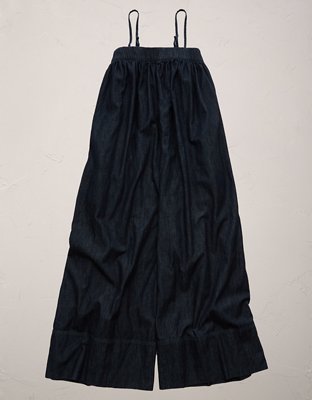 AE77 Premium Wide-Leg Denim Jumpsuit