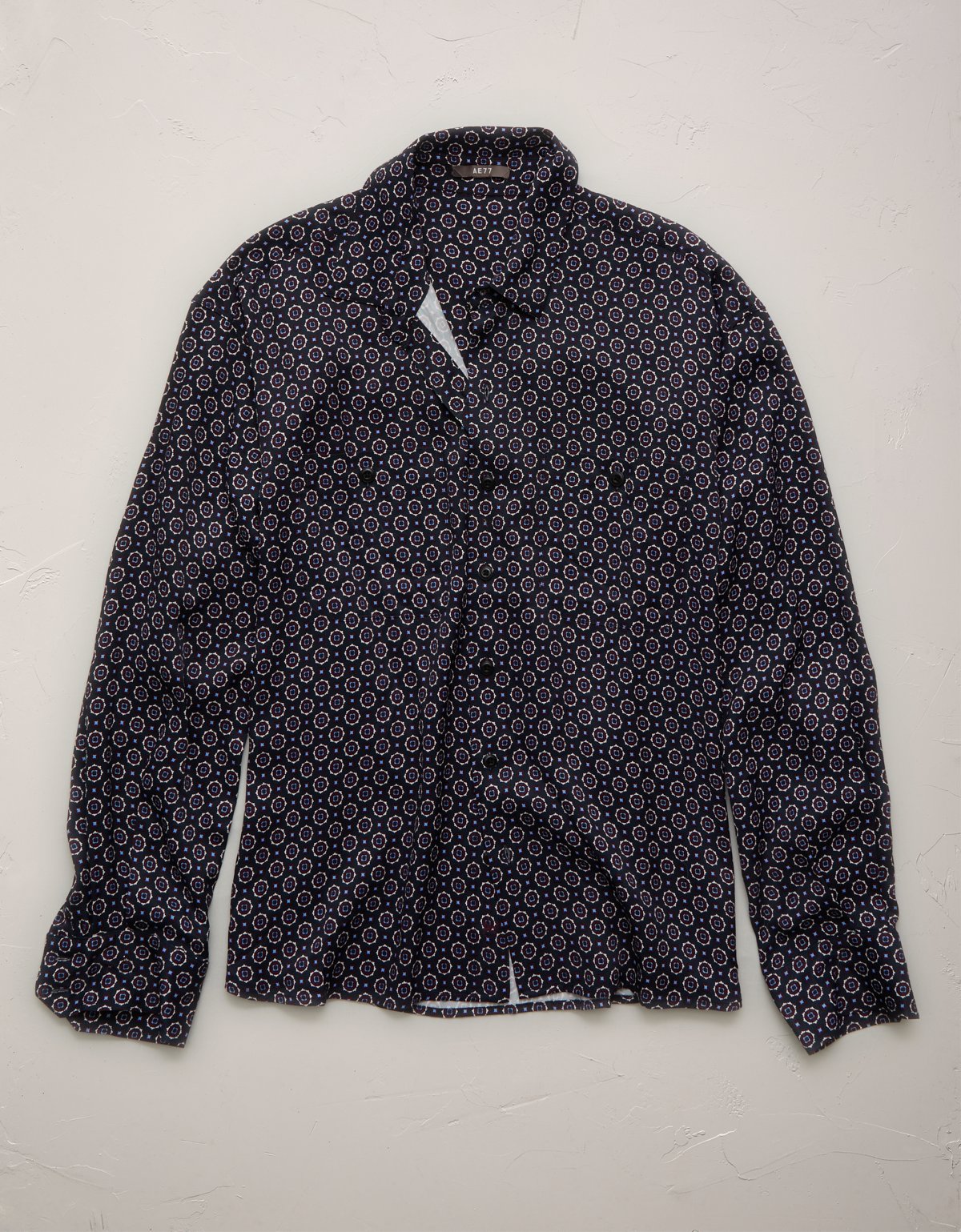 AE77 Relaxed Button-Up Printed Shirt - image 3