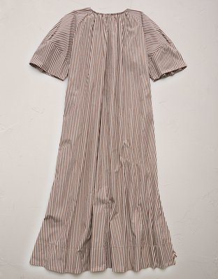 AE77 Premium Striped Poplin Maxi Dress
