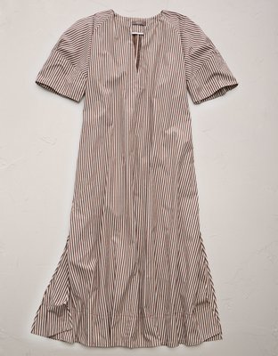 AE77 Premium Striped Poplin Maxi Dress