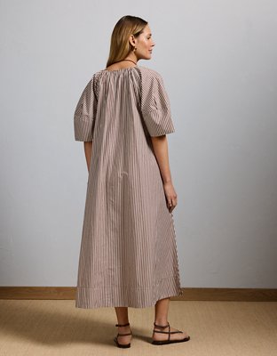 Robe longue en popeline rayée haut de gamme AE77