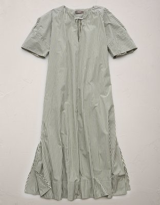 AE77 Premium Striped Poplin Maxi Dress
