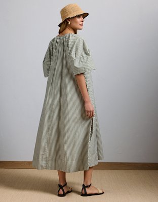 Robe longue en popeline rayée haut de gamme AE77