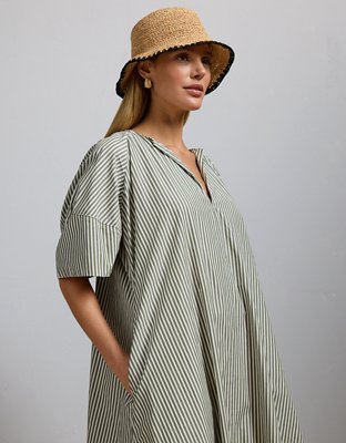 AE77 Premium Striped Poplin Maxi Dress