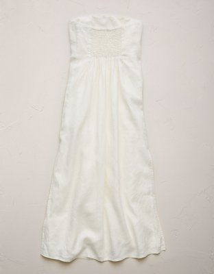 AE77 Strapless Linen Midi Dress | American Eagle