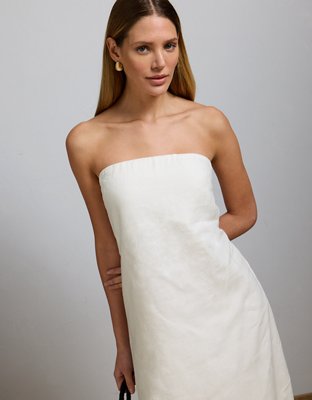 AE77 Premium Strapless Linen Midi Dress