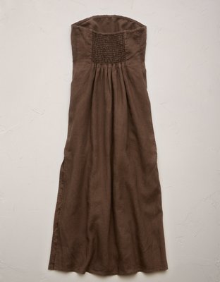AE77 Premium Strapless Linen Midi Dress