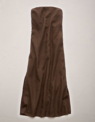 AE77 Premium Strapless Linen Midi Dress