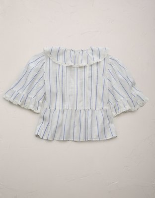 AE77 Premium Blusa Escote V con Volantes