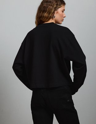 AE77 Premium Boxy Long-Sleeve Cropped T-Shirt