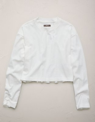 AE77 Premium Boxy Long-Sleeve Cropped T-Shirt