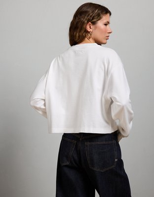 AE77 Premium Boxy Long-Sleeve Cropped T-Shirt